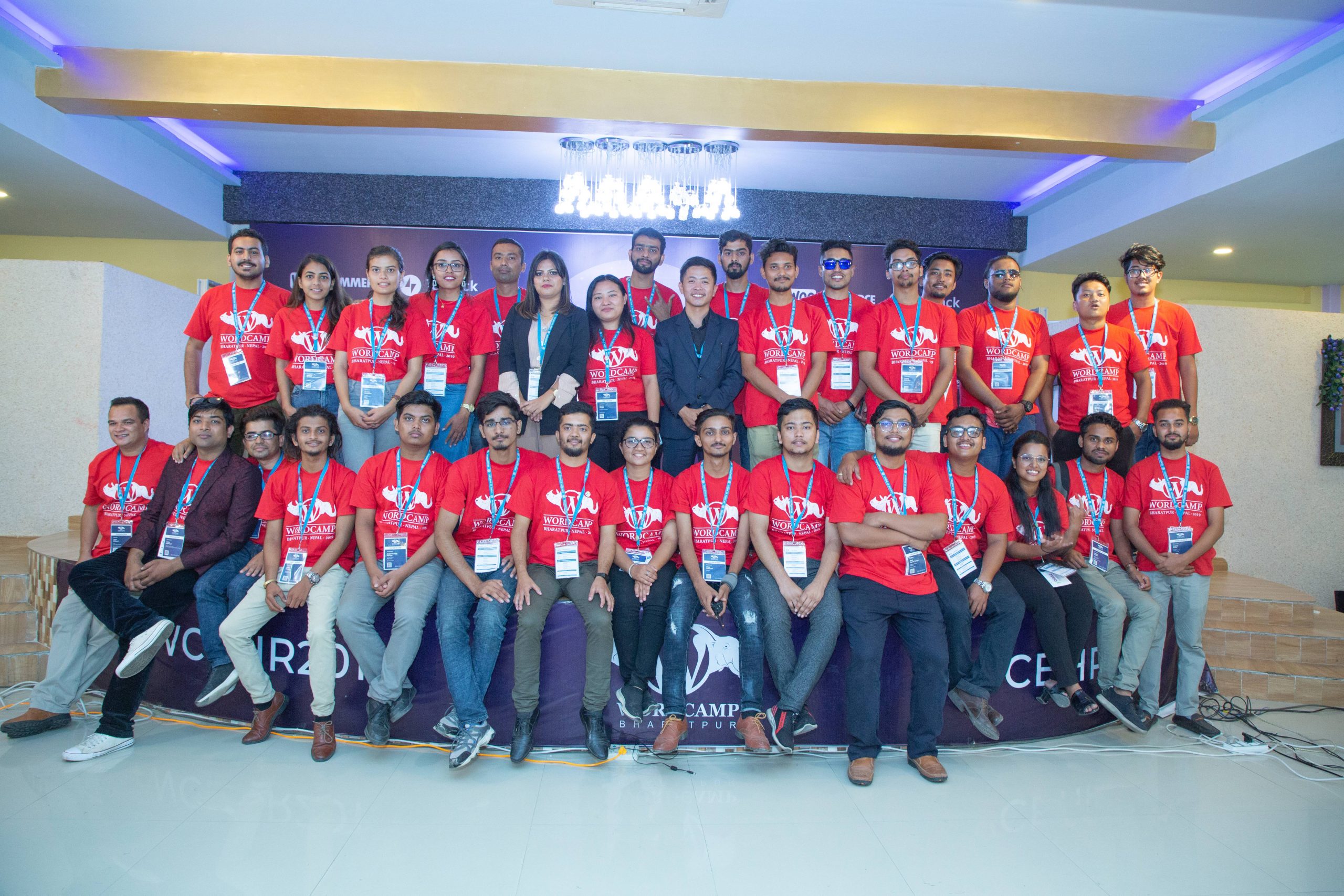 WordCamp Bharatpur 2019 organizing and design team on stage